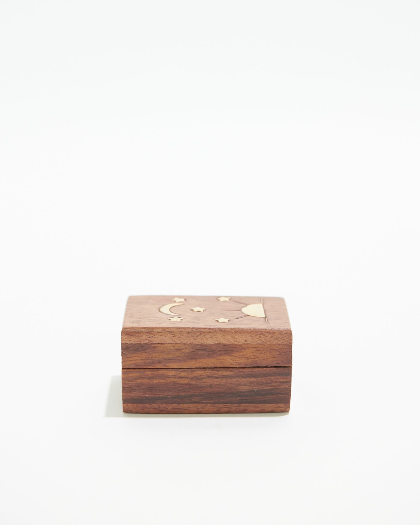 Celestial Wooden Box with Sun, Moon, Stars Inlay