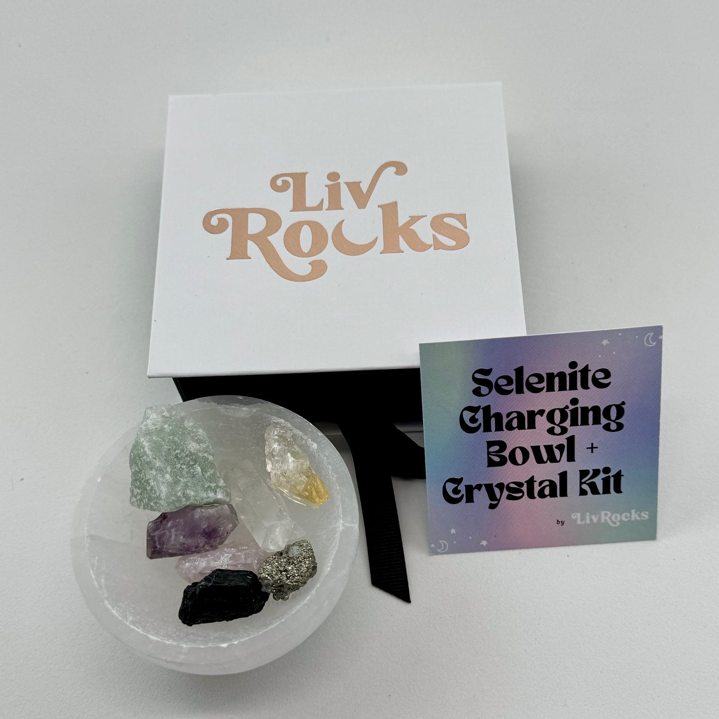Selenite Charging Bowl + Crystals