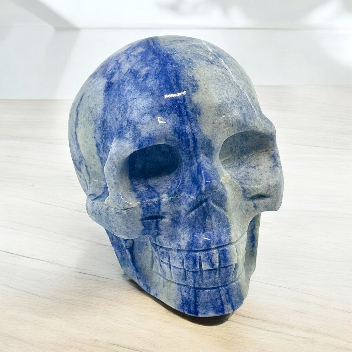 blue grey carved skull
