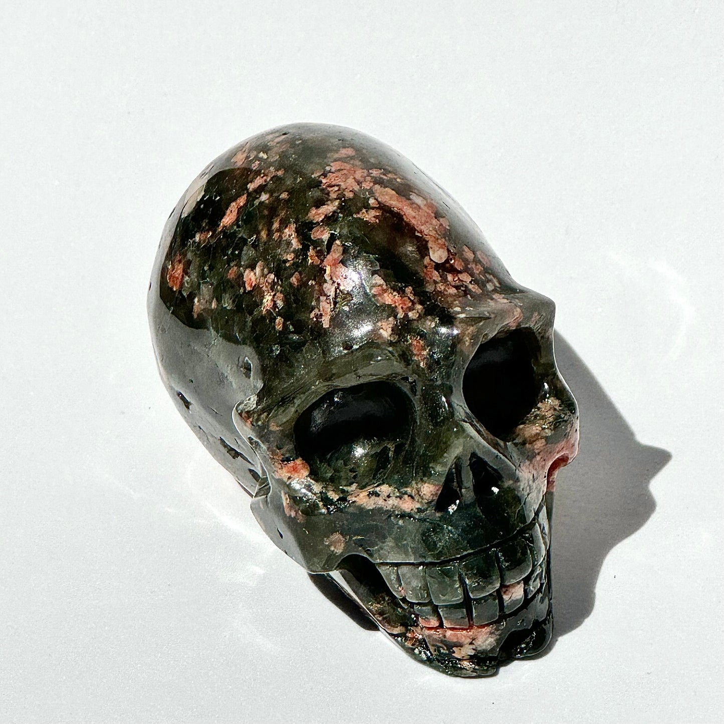 Epidote Crystal Skull Carving