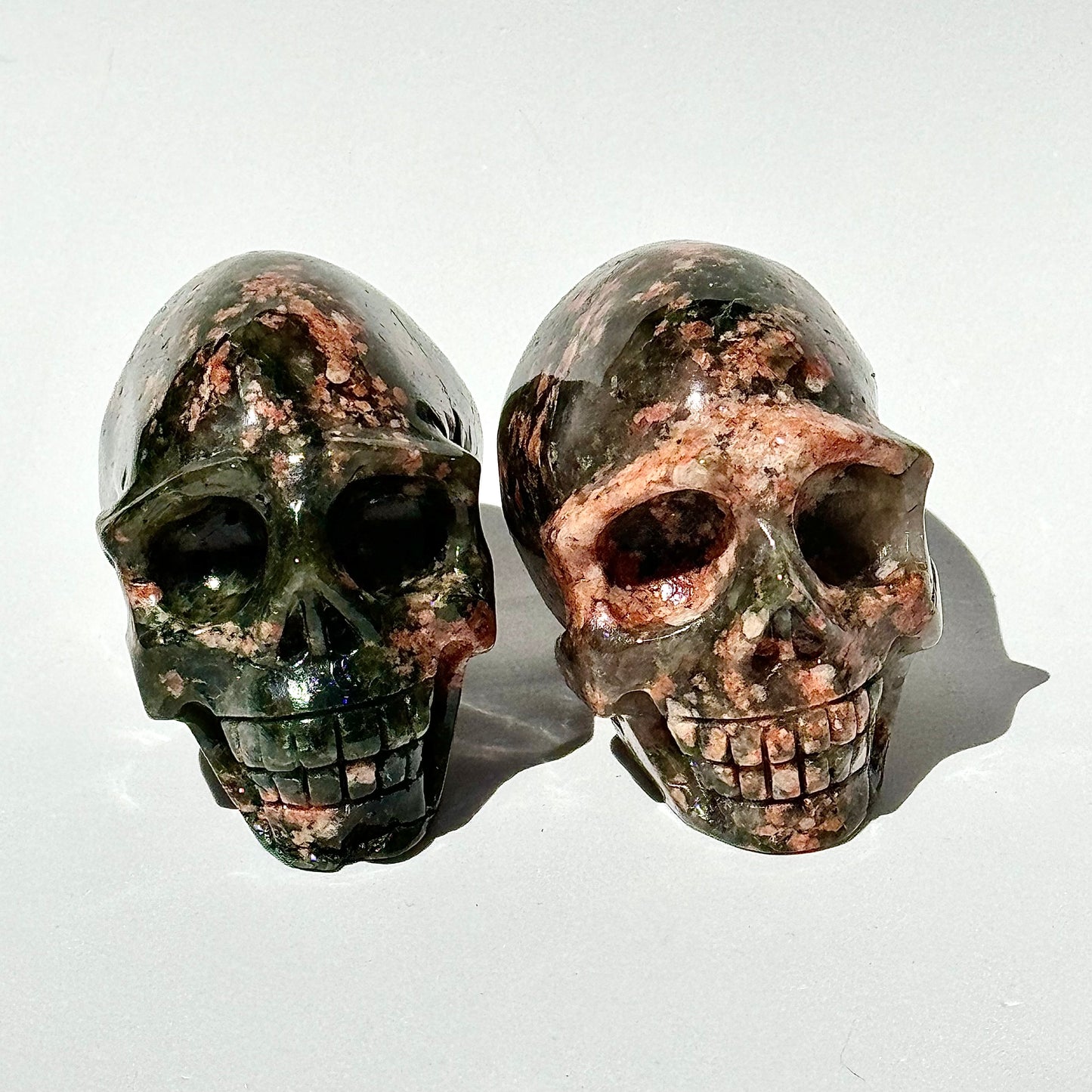 Epidote Crystal Skull Carving