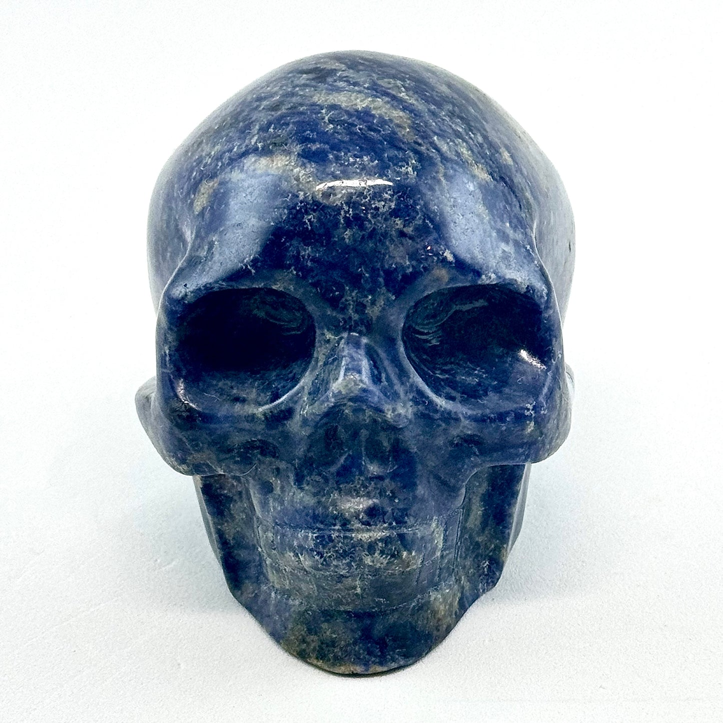 blue sodalite crystal skull carving