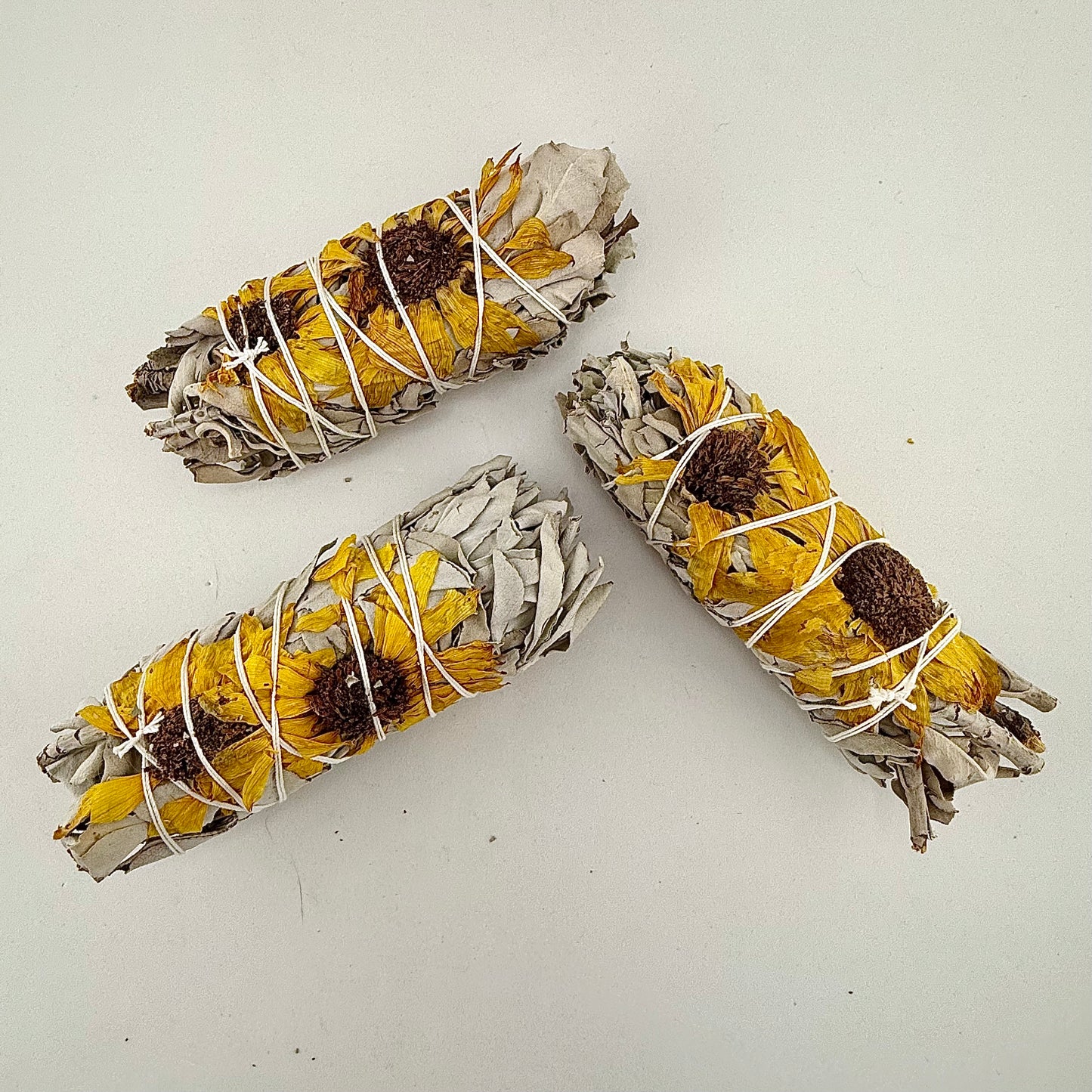 White Sage with Sunflowers Smudge Wand