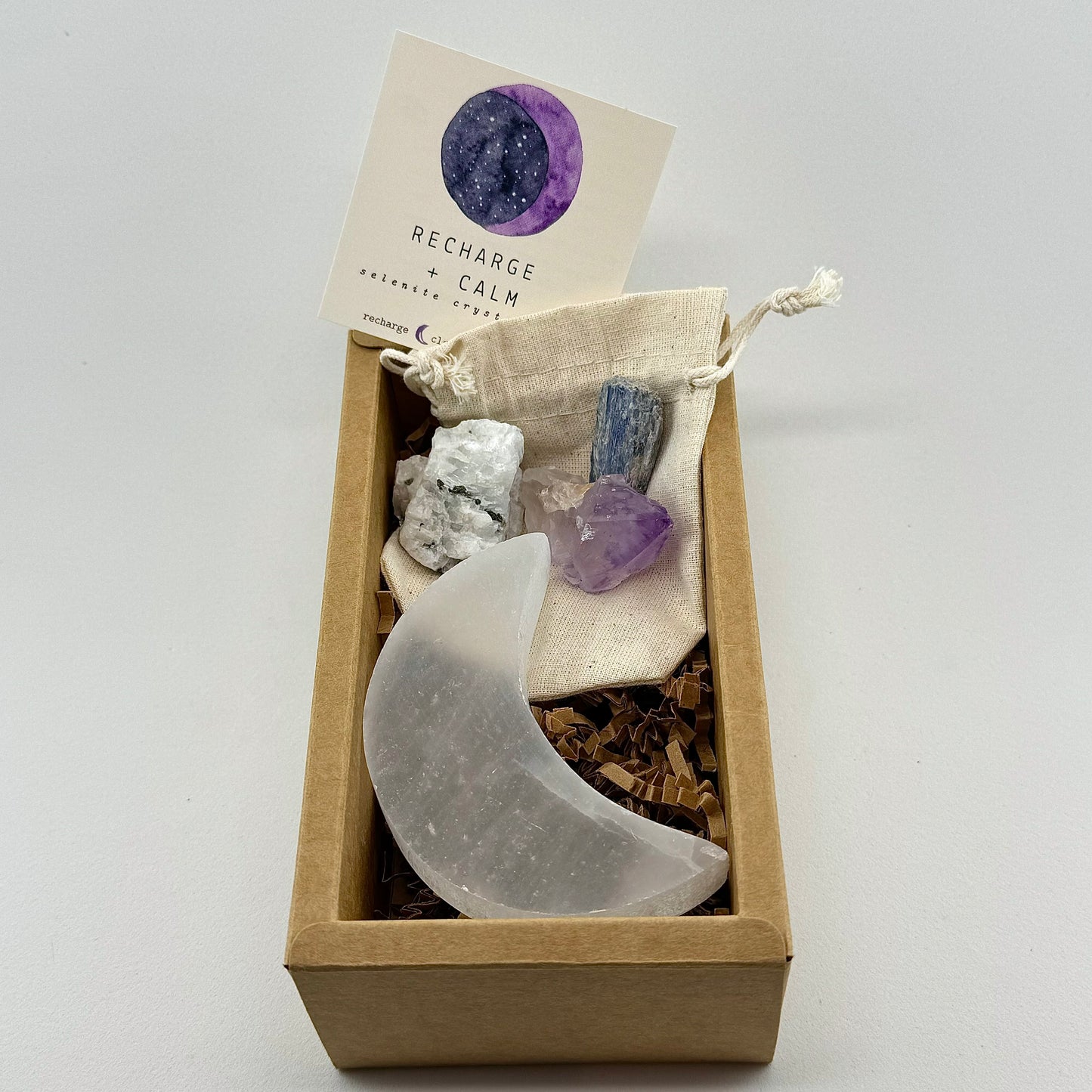 Recharge + Calm Crystal Kit with Selenite Moon