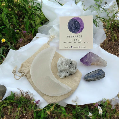 Recharge + Calm Crystal Kit with Selenite Moon