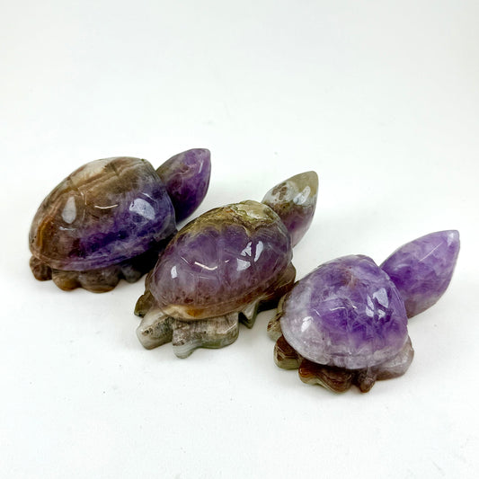 Amethyst Lace Turtle Carvings