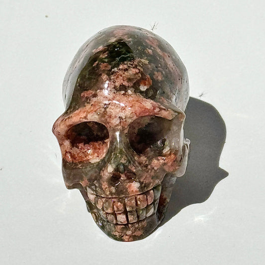 Epidote Crystal Skull Carving