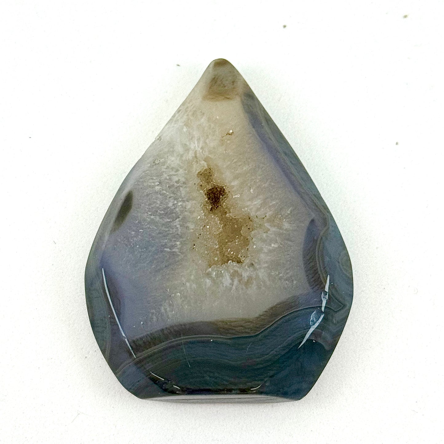 Gray Blue Tan Agate Teardrop Carvings