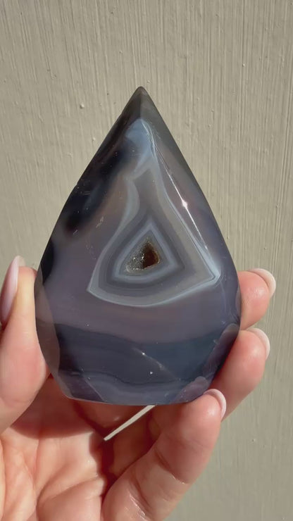 Gray Blue Tan Agate Teardrop Carvings