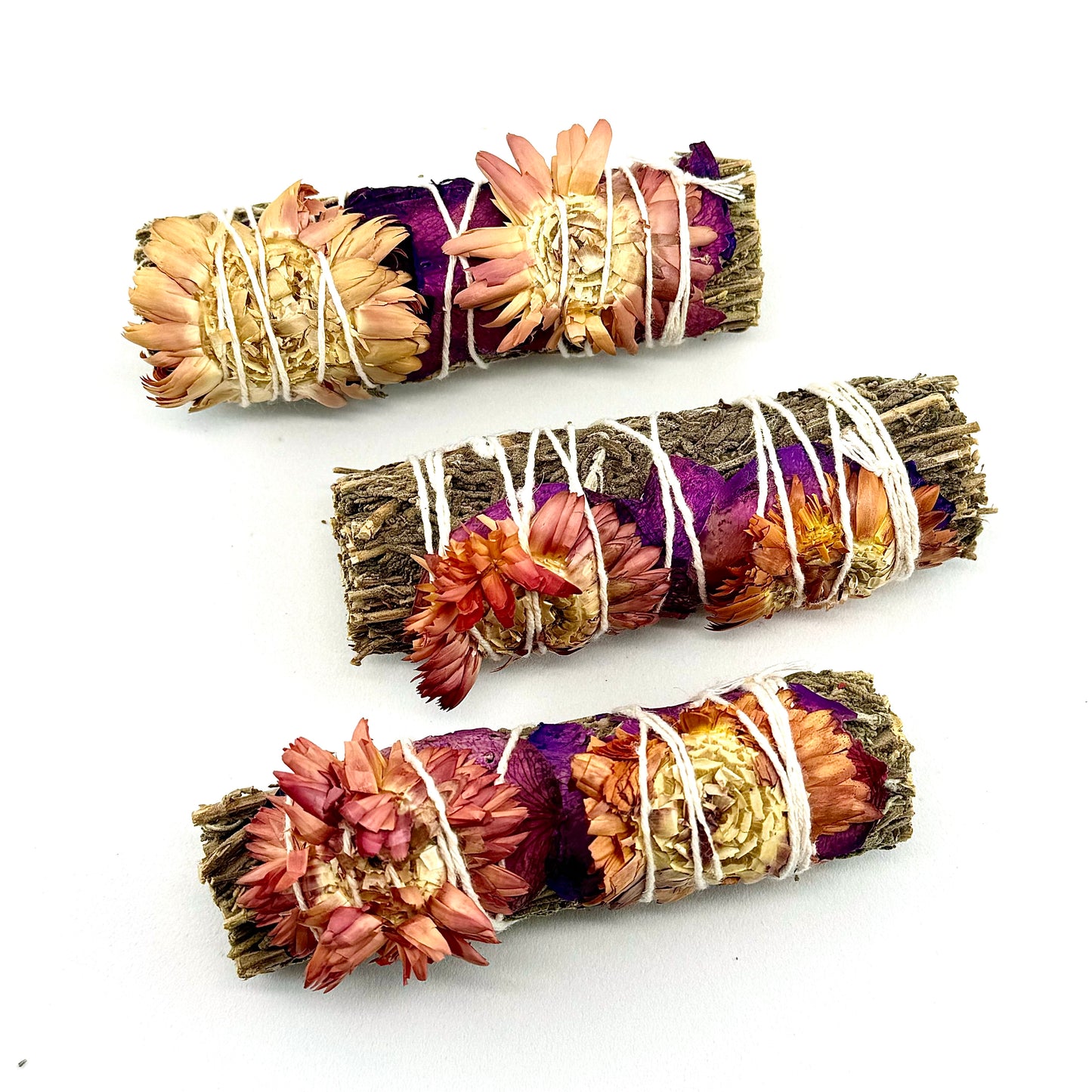 Purple Haze Lavender Smudge Wand with Wildflowers + Rose Petals