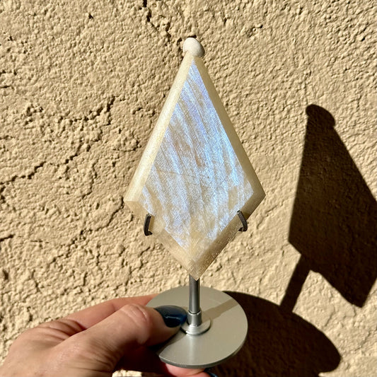 Moonstone Diamond Carving w/ Stand