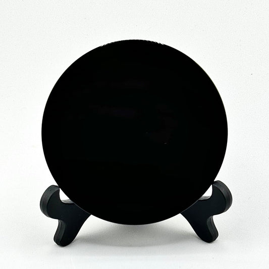 Black Obsidian Scrying Mirror with Stand