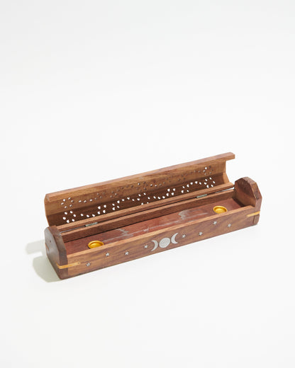 Wooden Incense Burner Box - Crystals Shop, Gems + Wholesale Sage by Liv Rocks