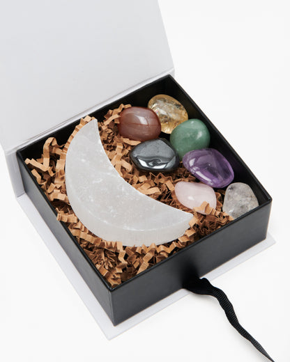 Selenite Moon + Chakra Crystals Kit - Crystals Shop, Gems + Wholesale Sage by Liv Rocks