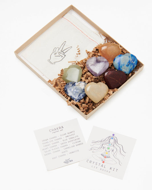Chakra Mineral Pocket Hearts Set - Crystals Shop, Gems + Wholesale Sage by Liv Rocks