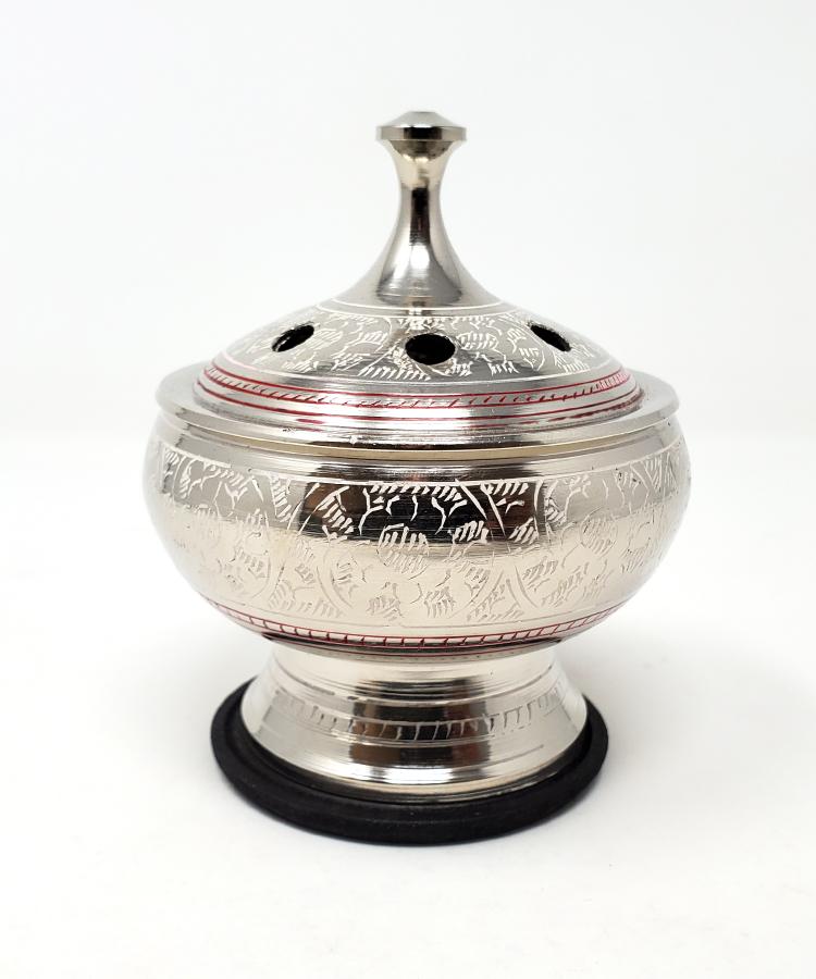 Silver Charcoal Cone Burner with Coaster + Lid - Crystals Shop, Gems + Wholesale Sage by Liv Rocks